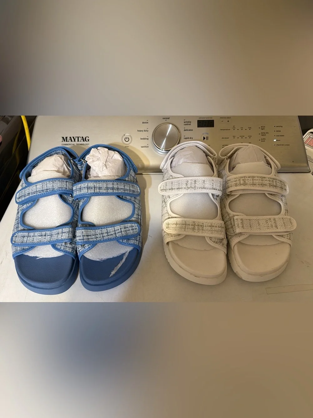 Kids Triple-Strap Comfort Sandals - Blue & White